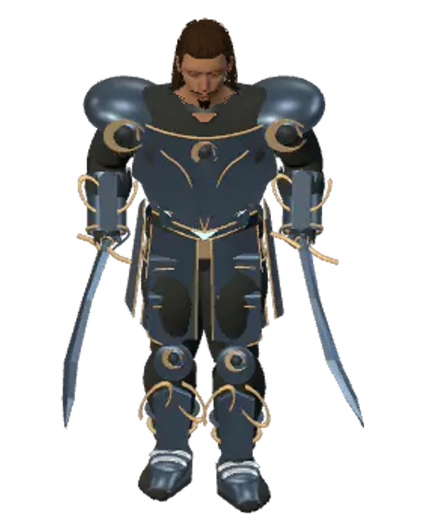 Humans character wearing actual Arena Medieval equipment