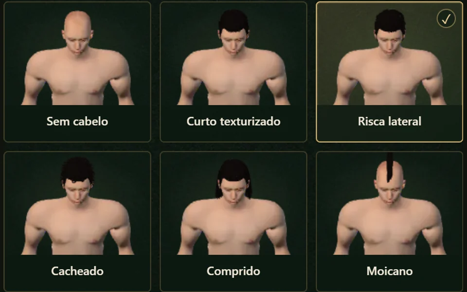 Actual hairstyle choices in the game’s character creator
