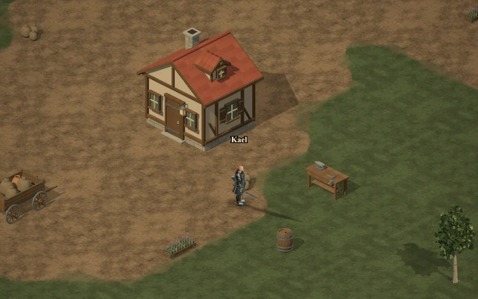 Decorated house and garden in the game's housing demonstration